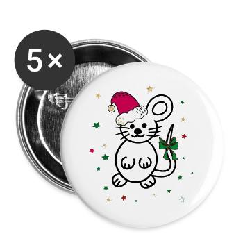 Weihnachten - Buttons groß 56 mm (5er Pack) - Weiß - Vorne