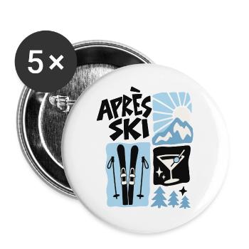 Après Ski Mountain Club - Buttons groß 56 mm (5er Pack) - Weiß - Vorne