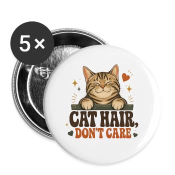 Katzenhaare kümmern sich nicht um – Retro-Katten-Design - Buttons groß 56 mm (5er Pack) - Weiß - Vorne