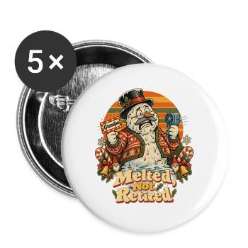 Christmas Schneemann Opa Melted Not Retired - Buttons groß 56 mm (5er Pack) - Weiß - Vorne