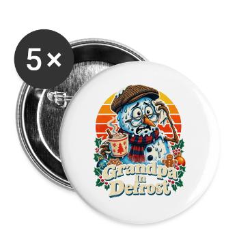 Christmas Schneemann Grandpa In Defrost - Buttons groß 56 mm (5er Pack) - Weiß - Vorne