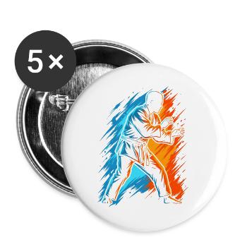 Judoka Kampfsport Jungen Herren Kinder Judo - Buttons groß 56 mm (5er Pack) - Weiß - Vorne