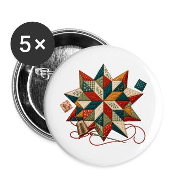 Patchwork Quiltstern - Buttons groß 56 mm (5er Pack) - Weiß - Vorne