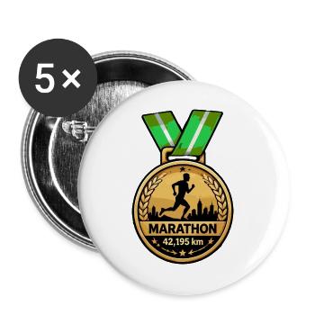 Marathonmedaille Stadtlauf 42km - Buttons groß 56 mm (5er Pack) - Weiß - Vorne
