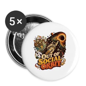 Out of Social Orbit Space Cartoon - Buttons groß 56 mm (5er Pack) - Weiß - Vorne