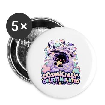 Kosmisch Überstimulierter Kuschelstern - Buttons groß 56 mm (5er Pack) - Weiß - Vorne