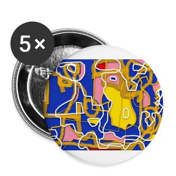 Abstrakte Linien und Farbblöcke - Buttons groß 56 mm (5er Pack) - Weiß - Vorne