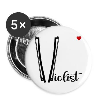 Love Violist - Buttons groß 56 mm (5er Pack) - Weiß - Vorne