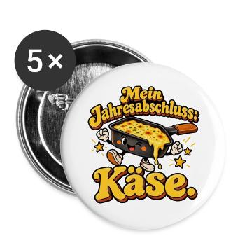Raclette – Mein Jahresabschluss: Käse. - Buttons groß 56 mm (5er Pack) - Weiß - Vorne