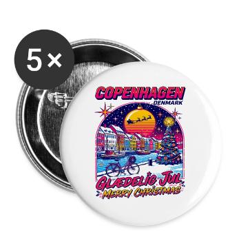 Copenhagen Denmark Merry Christmas Glaedelig Jul - Buttons groß 56 mm (5er Pack) - Weiß - Vorne