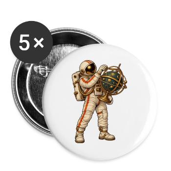 Astronaut mit goldener Himmelskugel - Buttons groß 56 mm (5er Pack) - Weiß - Vorne