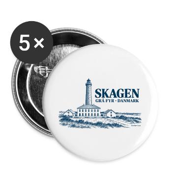 Skagen Grå Fyr – Leuchtturm und Wärterhaus - Buttons groß 56 mm (5er Pack) - Weiß - Vorne