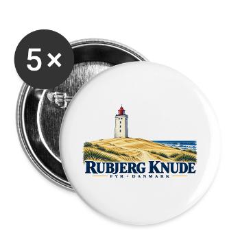 Rubjerg Knude Fyr – Dünen und Meer in Farbe - Buttons groß 56 mm (5er Pack) - Weiß - Vorne