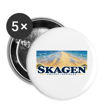 Skagen – Grenen und zwei Meere in Farbe - Buttons groß 56 mm (5er Pack) - Weiß - Vorne