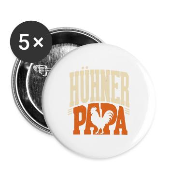 Hühner Papa - Hühnerbesitzer - Buttons groß 56 mm (5er Pack) - Weiß - Vorne