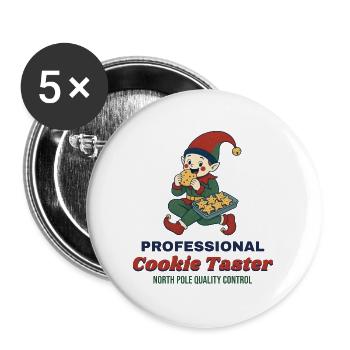Professional Cookie Taster – Retro Weihnachtself - Buttons groß 56 mm (5er Pack) - Weiß - Vorne
