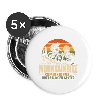 Mountainbike Ich fahr nur kurz - Buttons groß 56 mm (5er Pack) - Weiß - Vorne