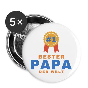 Bester Papa der Welt – Geschenk für Papa - Buttons groß 56 mm (5er Pack) - Weiß - Vorne