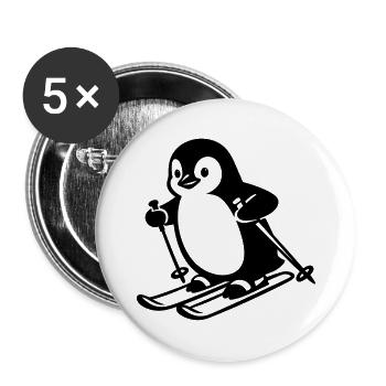 Skipinguin - Buttons groß 56 mm (5er Pack) - Weiß - Vorne