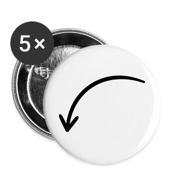 Bogenpfeil nach links unten - handgezeichnet - Buttons groß 56 mm (5er Pack) - Weiß - Vorne
