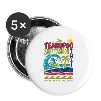 Teahupo'o Surf Fashion Tahiti - Buttons groß 56 mm (5er Pack) - Weiß - Vorne