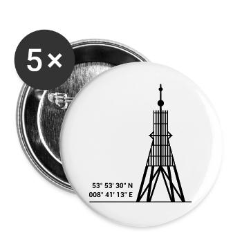 Cuxhaven Kugelbake Nordsee Seezeichen Hafen Segeln - Buttons groß 56 mm (5er Pack) - Weiß - Vorne