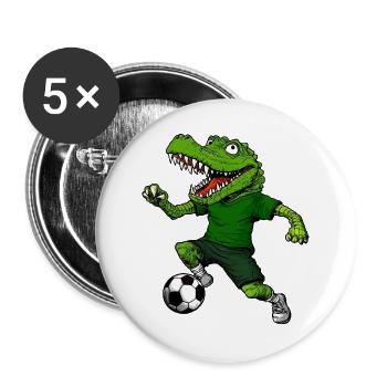 Fussballer Krokodil - Buttons groß 56 mm (5er Pack) - Weiß - Vorne