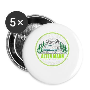 Unterschätze niemals alten Mann mit Wohnmobil  - Buttons groß 56 mm (5er Pack) - Weiß - Vorne