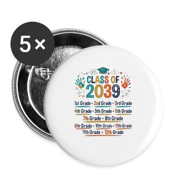 Abschlussjahrgang 2039 Regenbogen - Buttons groß 56 mm (5er Pack) - Weiß - Vorne