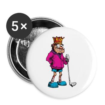 Könige Golf / Golfspieler König - Buttons groß 56 mm (5er Pack) - Weiß - Vorne