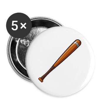 Baseballschläger - Buttons groß 56 mm (5er Pack) - Weiß - Vorne