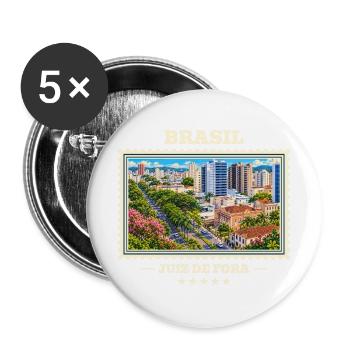 Brasilien Juiz de Fora Vintage Reisemarke - Buttons groß 56 mm (5er Pack) - Weiß - Vorne