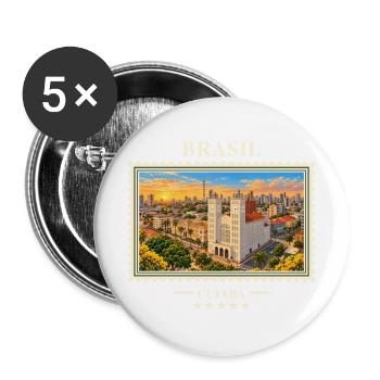 Brasilien Cuiabá Vintage Reisemarke - Buttons groß 56 mm (5er Pack) - Weiß - Vorne