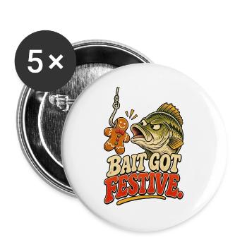 Festlicher Pfirsichköder wurde festlich - Buttons groß 56 mm (5er Pack) - Weiß - Vorne