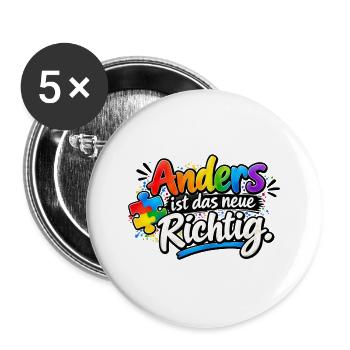 Anders ist das neue Richtig – Regenbogen Puzzle - Buttons groß 56 mm (5er Pack) - Weiß - Vorne
