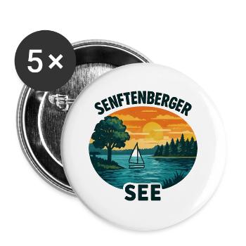 Senftenberger See Heimat Motiv - Buttons groß 56 mm (5er Pack) - Weiß - Vorne