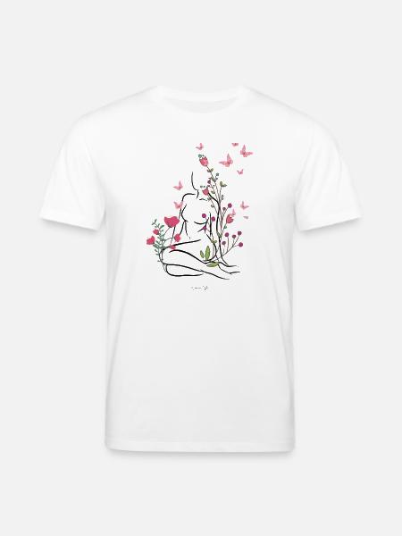 Skin-flowered - Stanley/Stella CREATOR Unisex Organic T-Shirt - white