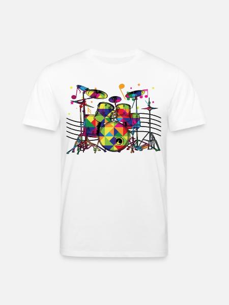 Geometrisch Neon-Drumset - Stanley/Stella Unisex Bio-T-Shirt CREATOR  - Weiß