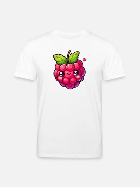 Raspberry - Heart - Stanley/Stella CREATOR Unisex Organic T-Shirt - white