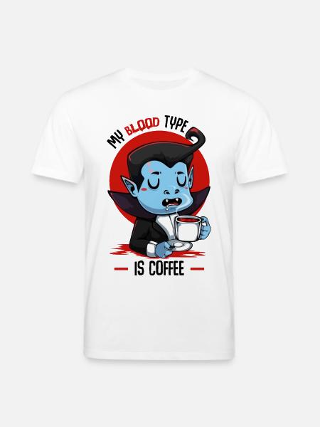 Blood Coffee Vampire Cartoon - Stanley/Stella CREATOR Unisex Organic T-Shirt - white