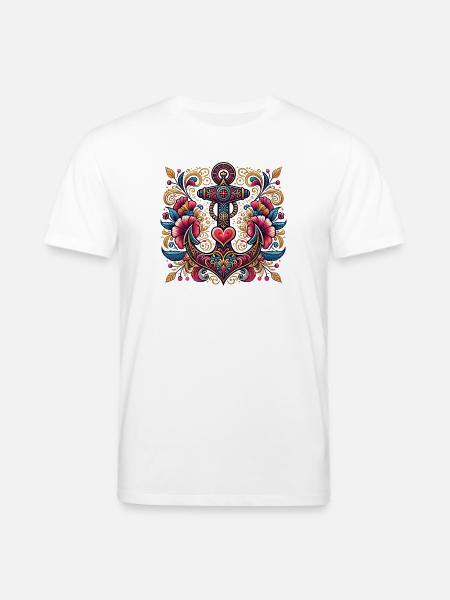 Anchor with heart - Stanley/Stella CREATOR Unisex Organic T-Shirt - white