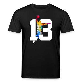 NUMMER 13 BASKETBALL 13. GEBURTSTAG - Stanley/Stella Unisex Bio-T-Shirt CREATOR  - Schwarz - Vorne - Alina (178cm) & Michal (187cm)