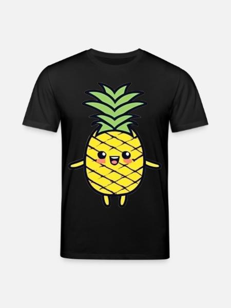 Cheerful Pineapple Cartoon Charm - Stanley/Stella CREATOR Unisex Organic T-Shirt - black