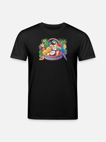 Obstkorb mit Papagei - Stanley/Stella Unisex Bio-T-Shirt CREATOR  - Schwarz