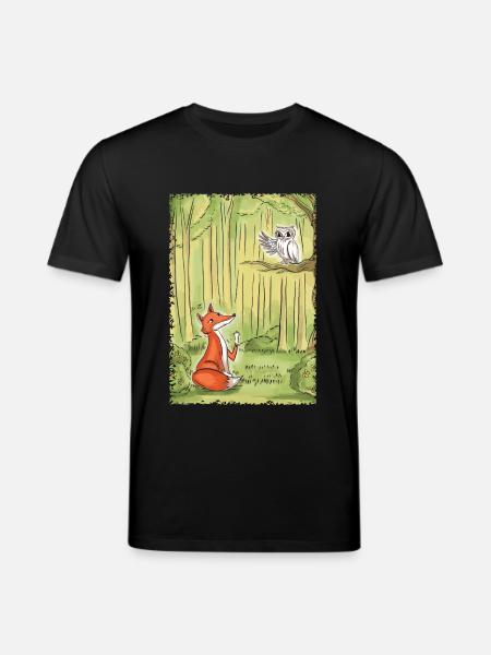 Waldgespräch: Fuchs und Eule - Stanley/Stella Unisex Bio-T-Shirt CREATOR  - Schwarz
