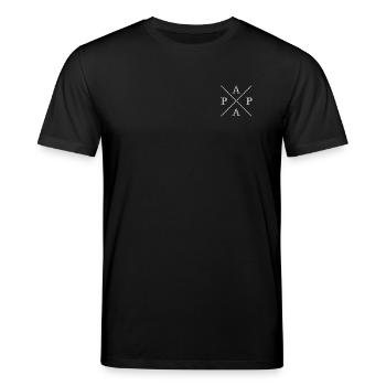 Dad coat of arms embroidered white - Stanley/Stella CREATOR Unisex Organic T-Shirt - black - Front - Alina (178cm) & Michal (187cm)