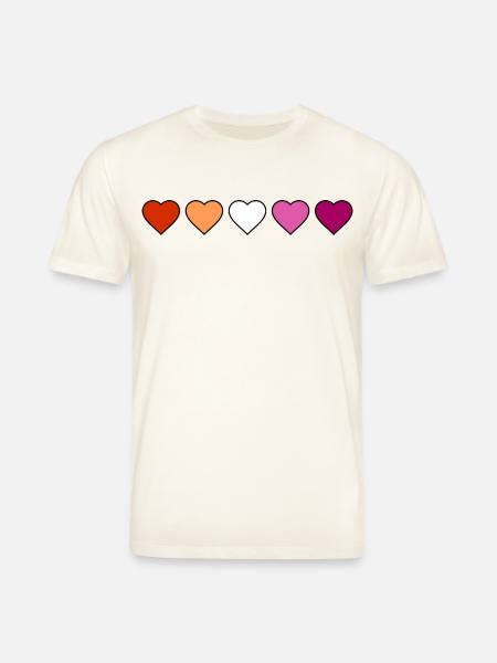 Lesbian Lesbian Lesbian Hearts - Stanley/Stella CREATOR Unisex Organic T-Shirt - natural white