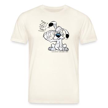 Asterix & Obelix Idefix Klopft Toc Toc Toc - Stanley/Stella Unisex Bio-T-Shirt CREATOR  - Naturweiß  - Vorne - Alina (178cm) & Michal (187cm)