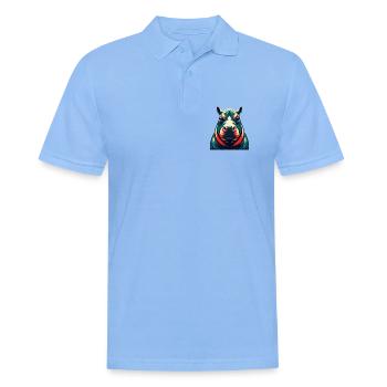 Nilpferd Cartoon Figur Buntes Haustier Tier - Männer Poloshirt - Himmelblau - Vorne - Jaron (178cm)