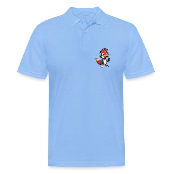 Woodpecker Lustige Zeichentrickfigur Kopfhörermusik - Männer Poloshirt - Himmelblau - Vorne - Jaron (178cm)
